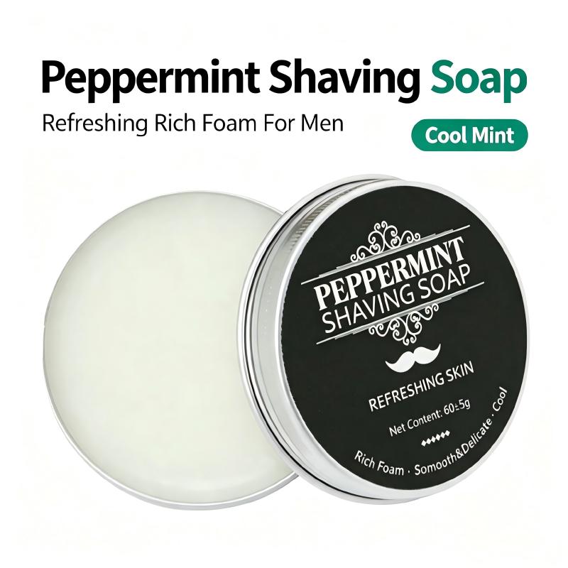 Skincare Barber Daily - ペパーミントシェービングソープ 60g メンズシェービングソープ 豊かな泡立ち さわやかなスキンケア 理髪店